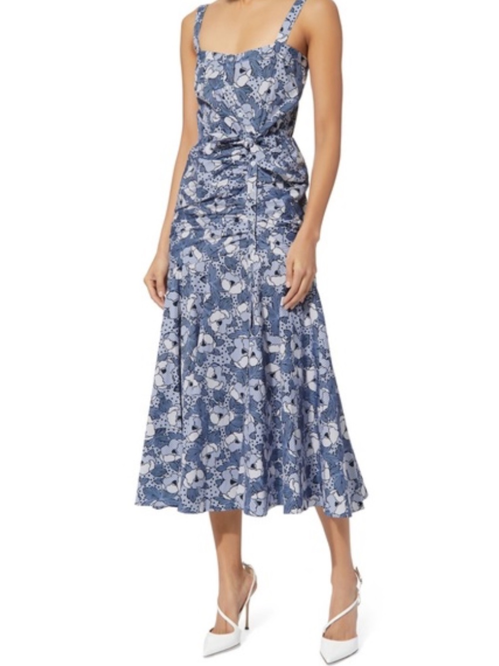 Veronica Beard Blue and White Floral Midi Dress